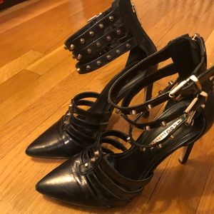 Black heels with sexy studded ankle strap
